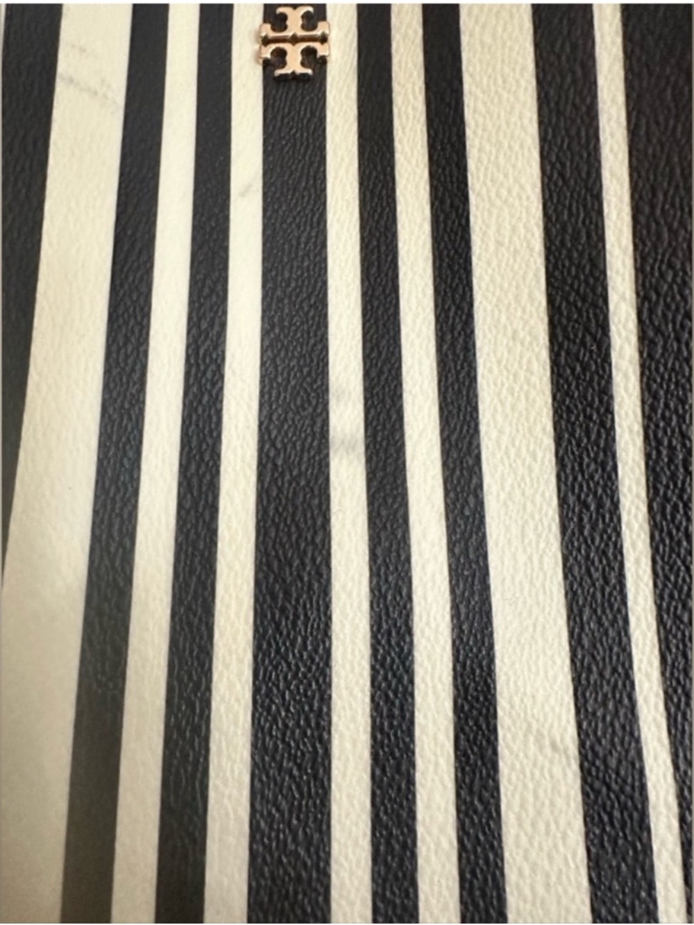 Tory Burch Kerrington Black & White Striped Square Tote - Picture 6 of 16